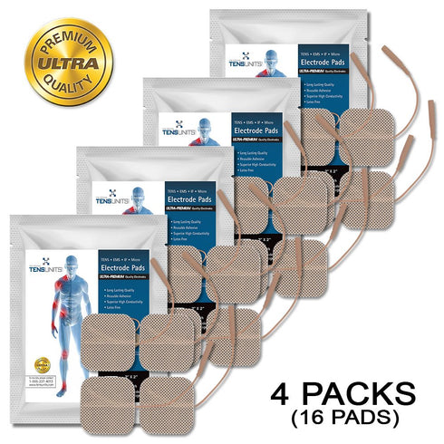 Premium Comfort Plus:  1.5" x 1.5" Square Tan Cloth Electrodes